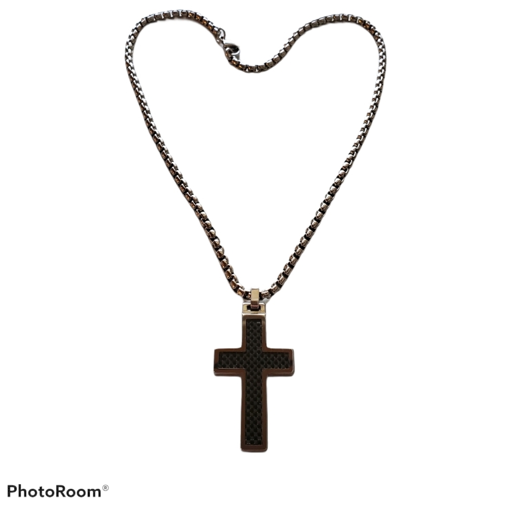Cross Necklace Tungsten Carbide Size 18"